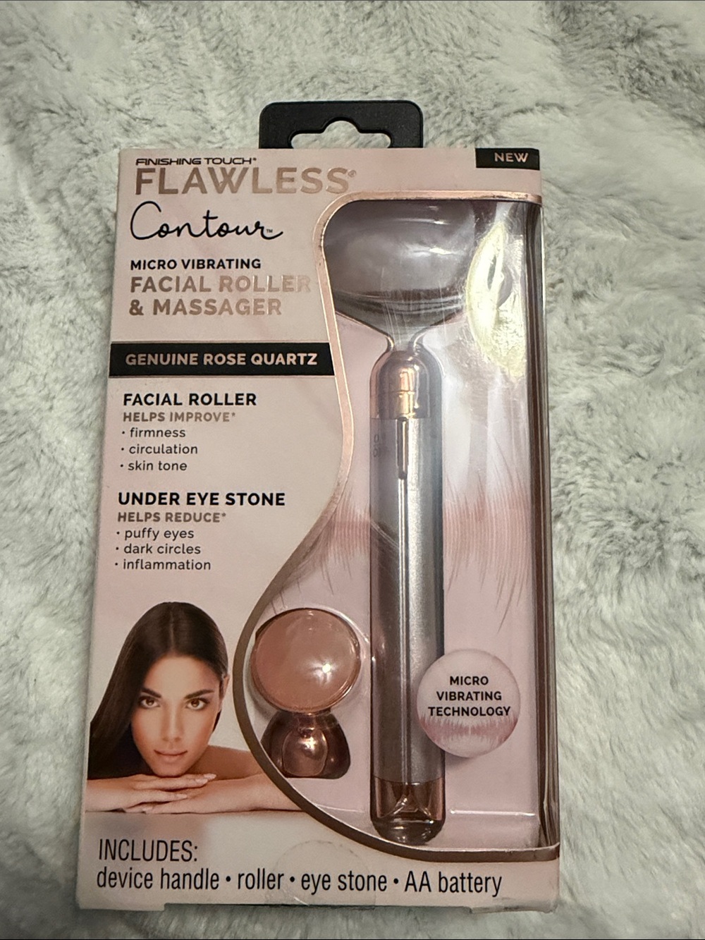 Flawless Contour Micro Vibrating Facial Roller - Rose Quartz